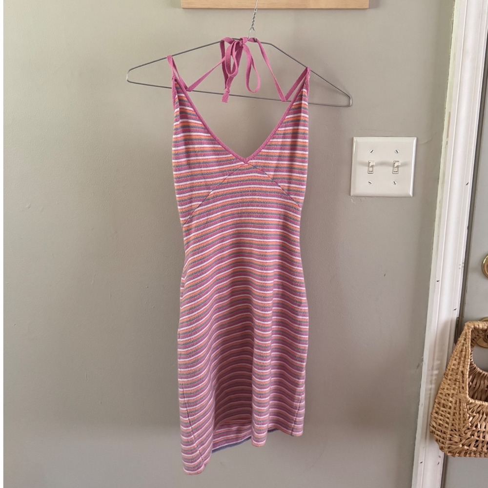 White fox mini halter dress